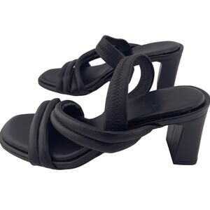 NWOT Caslon Black Leather Strap Block Heel Sandal Size 4M